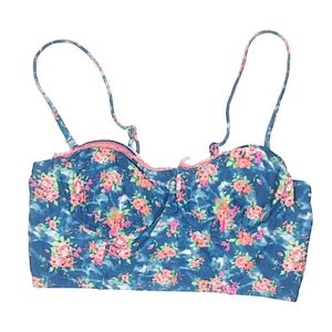 BIKINI LAB Longline Bustier Floral Bikini Top Sz M